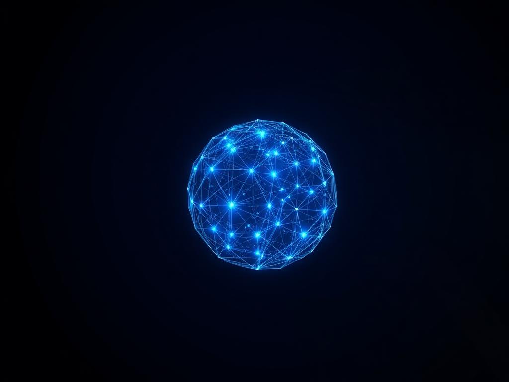 Esfera de rede neural luminosa representando Inteligência Artificial